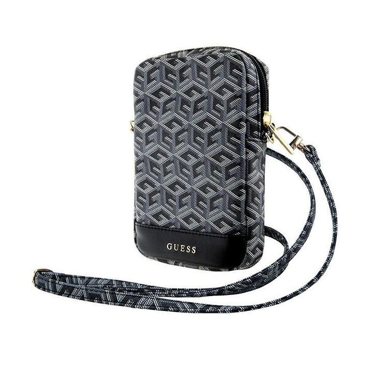 Guess telefono krepšys Zip GCube Bottom Stripe - juodas