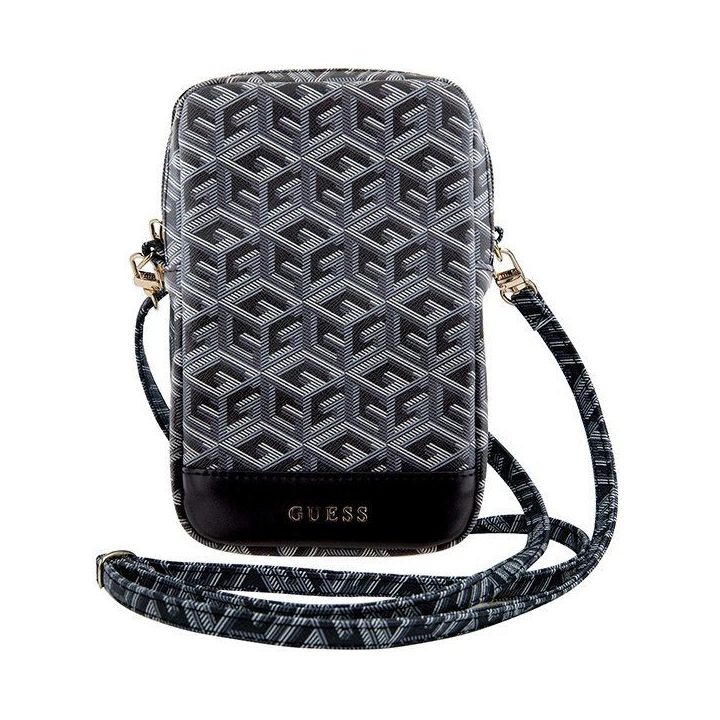 Guess telefono krepšys Zip GCube Bottom Stripe - juodas
