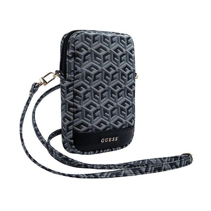 Guess telefono krepšys Zip GCube Bottom Stripe - juodas