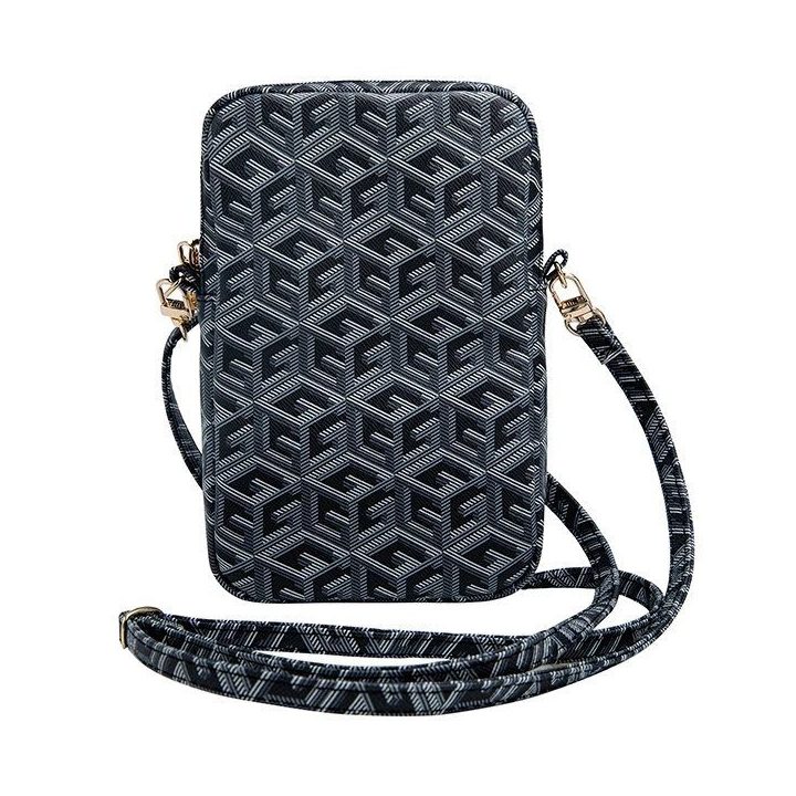 Guess telefono krepšys Zip GCube Bottom Stripe - juodas