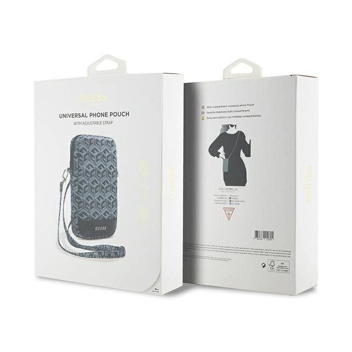 Guess telefono krepšys Zip GCube Bottom Stripe - juodas