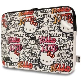 Hello Kitty PU metalinis dėklas su logotipu, skirtas 14 colių nešiojamajam kompiuteriui - smėlio spalvos
