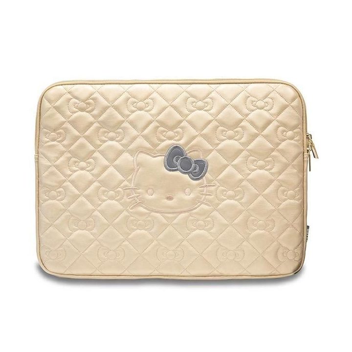 Hello Kitty Zip PU dygsniuotas dėklas 14 colių nešiojamajam kompiuteriui - auksinis
