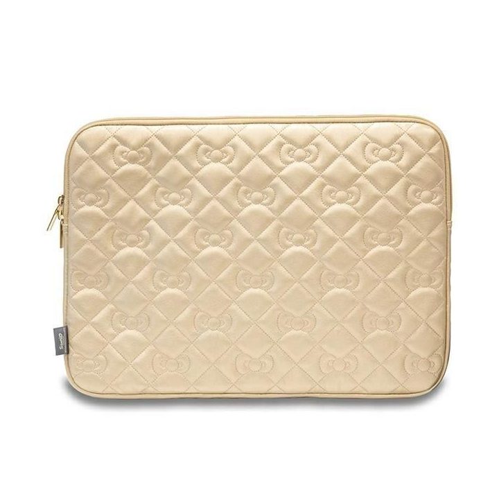 Hello Kitty Zip PU dygsniuotas dėklas 14 colių nešiojamajam kompiuteriui - auksinis