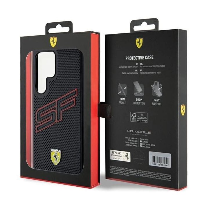 Ferrari Big SF perforuotas dėklas Samsung Galaxy S24 Ultra - juodas