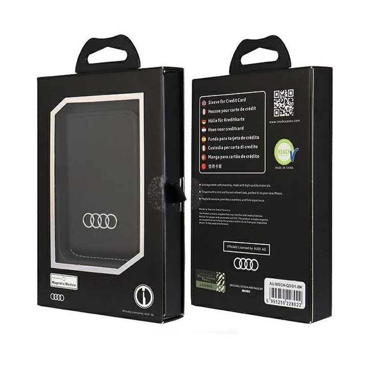 Audi sintetinės odos magnetinė piniginė, suderinama su MagSafe - juoda