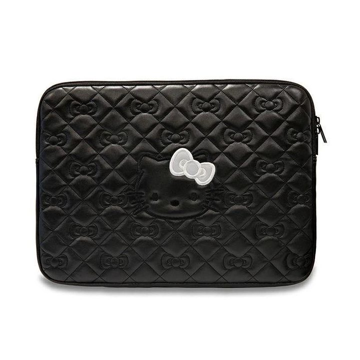 Hello Kitty Zip PU dygsniuotas dėklas 14 colių nešiojamajam kompiuteriui - juodas