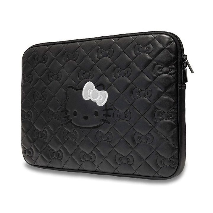 Hello Kitty Zip PU dygsniuotas dėklas 14 colių nešiojamajam kompiuteriui - juodas