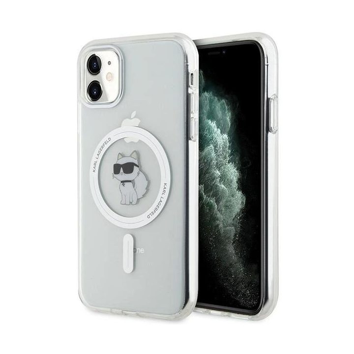 Karl Lagerfeld IML Choupette MagSafe dėklas iPhone 11 / Xr - skaidrus