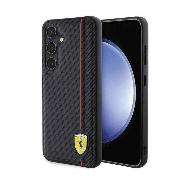 Ferrari Carbon Printed Line dėklas Samsung Galaxy S24+ - juodas