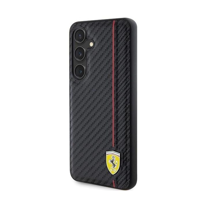 Ferrari Carbon Printed Line dėklas Samsung Galaxy S24+ - juodas