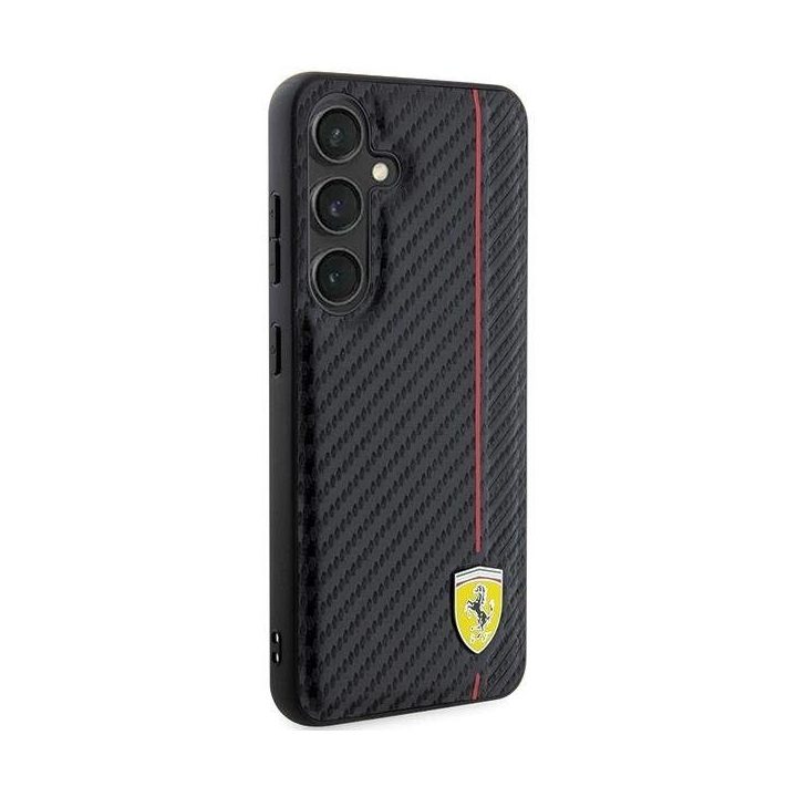 Ferrari Carbon Printed Line dėklas Samsung Galaxy S24+ - juodas
