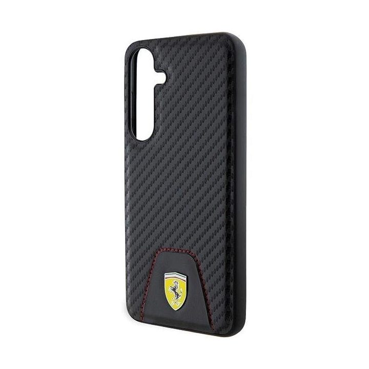 Ferrari Carbon dygsniuotas apatinis dėklas, skirtas Samsung Galaxy S24+ - juodas