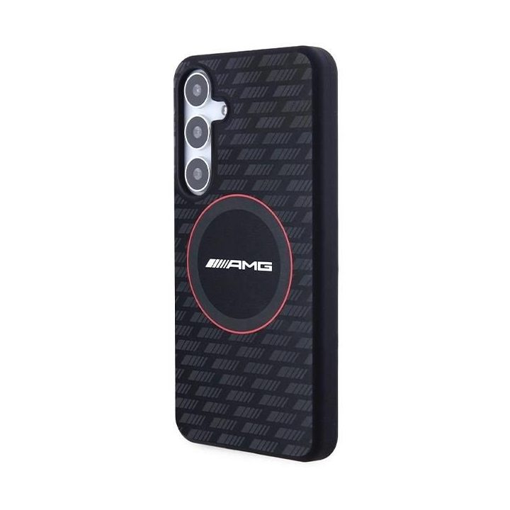 AMG silikoninis MagSafe dėklas Samsung Galaxy S24 su anglies dygsnio raštu - juodas