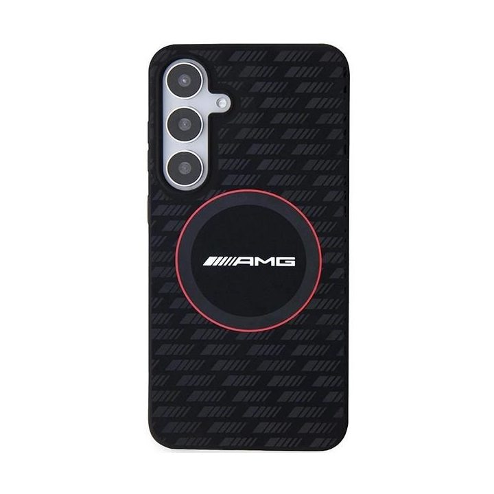 AMG silikoninis MagSafe dėklas Samsung Galaxy S24 su anglies dygsnio raštu - juodas