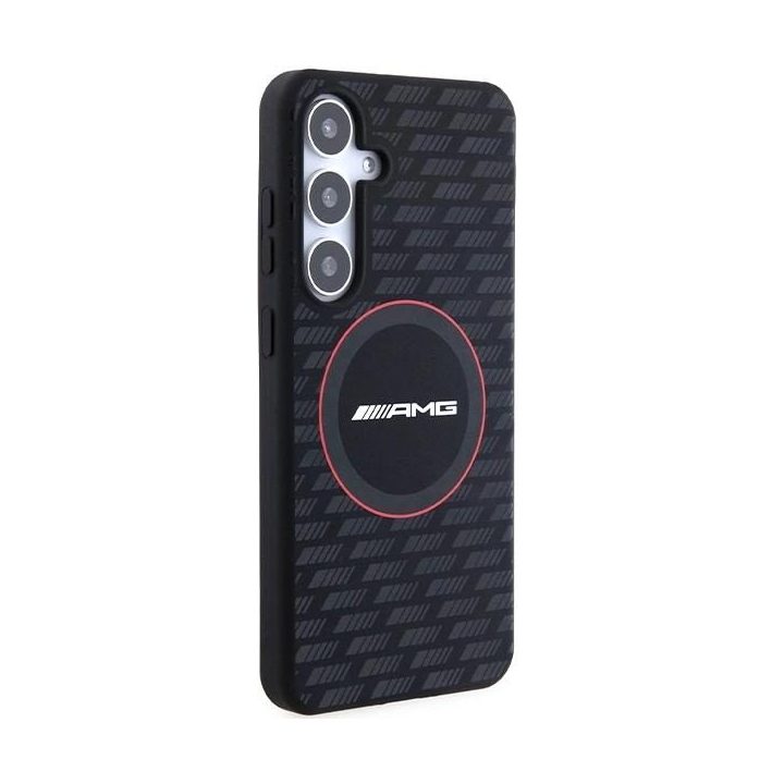 AMG silikoninis MagSafe dėklas Samsung Galaxy S24 su anglies dygsnio raštu - juodas