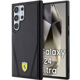 Ferrari Hot Stamp V Lines MagSafe dėklas Samsung Galaxy S24 Ultra - juodas
