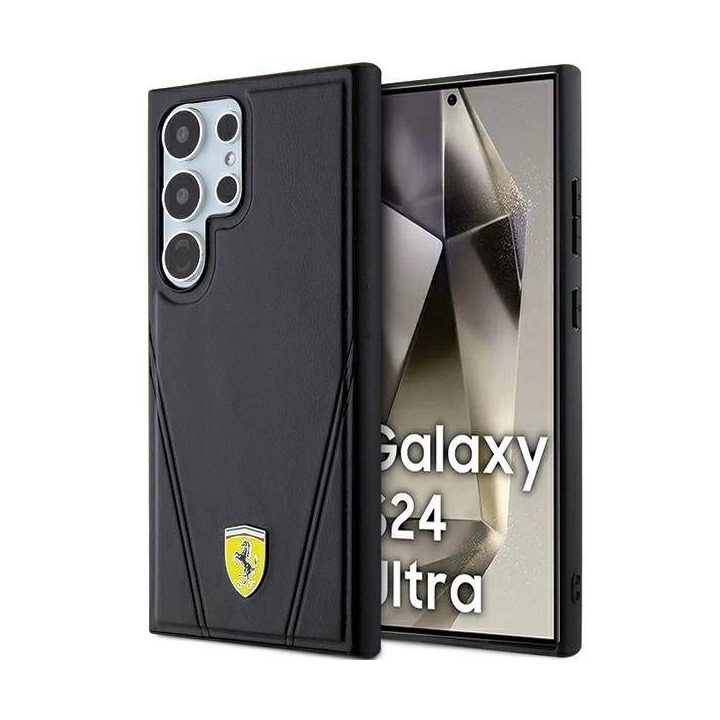 Ferrari Hot Stamp V Lines MagSafe dėklas Samsung Galaxy S24 Ultra - juodas