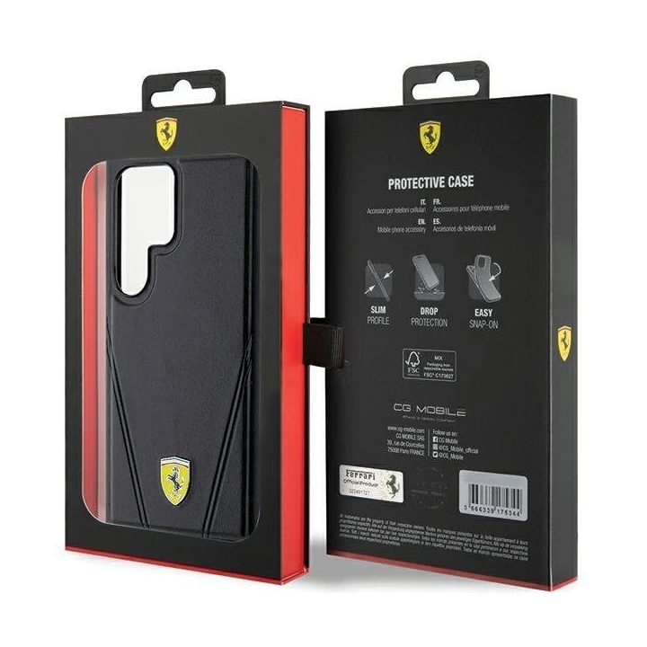 Ferrari Hot Stamp V Lines MagSafe dėklas Samsung Galaxy S24 Ultra - juodas