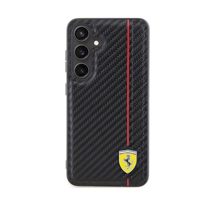 Ferrari Carbon Printed Line dėklas Samsung Galaxy S24 - juodas