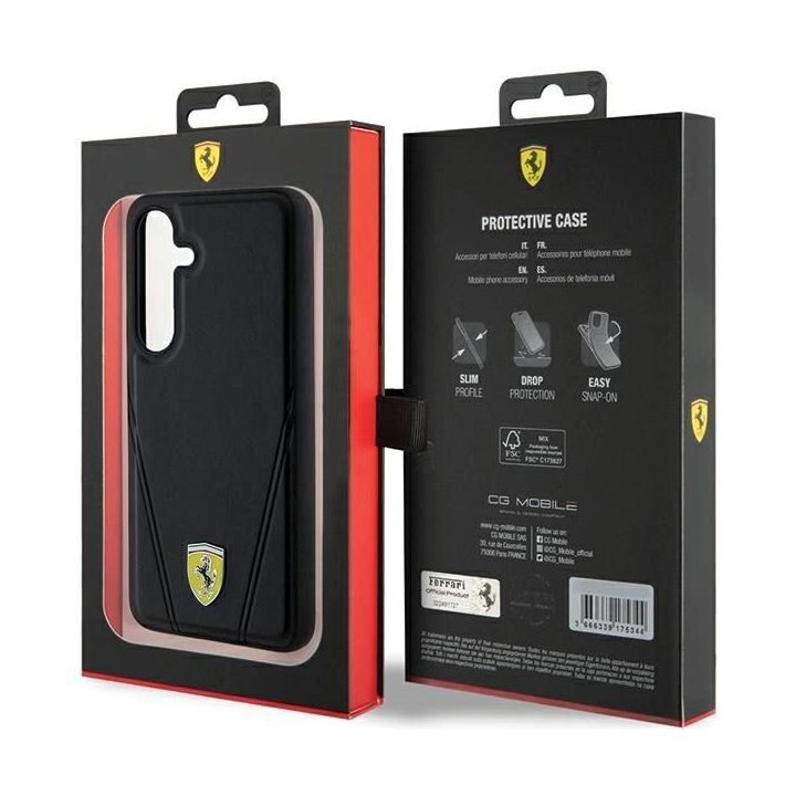 Ferrari Hot Stamp V Lines MagSafe dėklas Samsung Galaxy S24+ - juodas