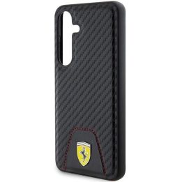 Ferrari Carbon dygsniuotas apatinis dėklas, skirtas Samsung Galaxy S24 - juodas