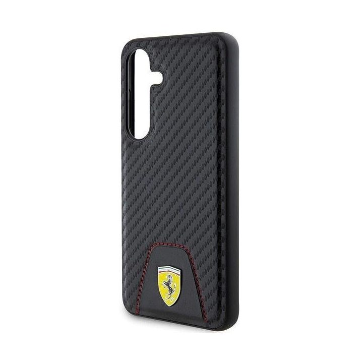 Ferrari Carbon dygsniuotas apatinis dėklas, skirtas Samsung Galaxy S24 - juodas