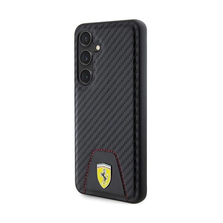 Ferrari Carbon dygsniuotas apatinis dėklas, skirtas Samsung Galaxy S24 - juodas