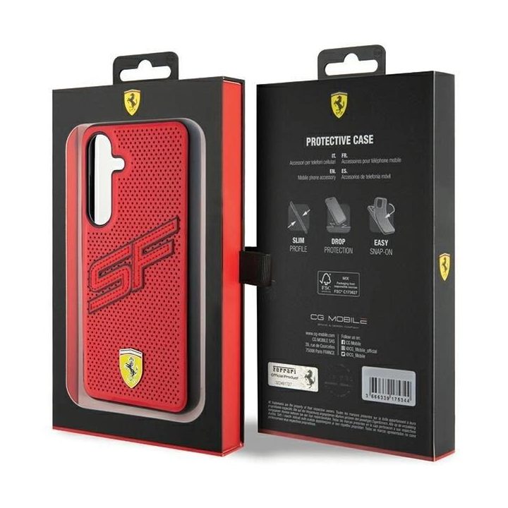 Ferrari Big SF perforuotas dėklas Samsung Galaxy S24 - raudonas