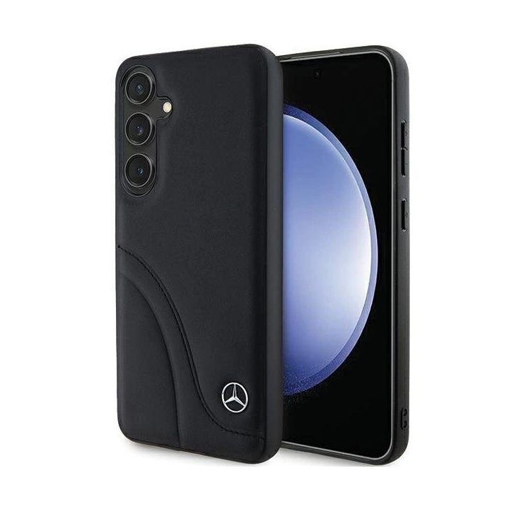 Mercedes odinis išlenktų siūlių dėklas Samsung Galaxy S24+ - juodas