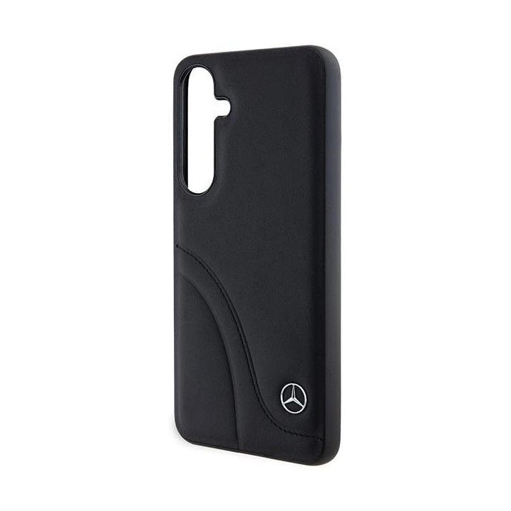 Mercedes odinis išlenktų siūlių dėklas Samsung Galaxy S24 - juodas