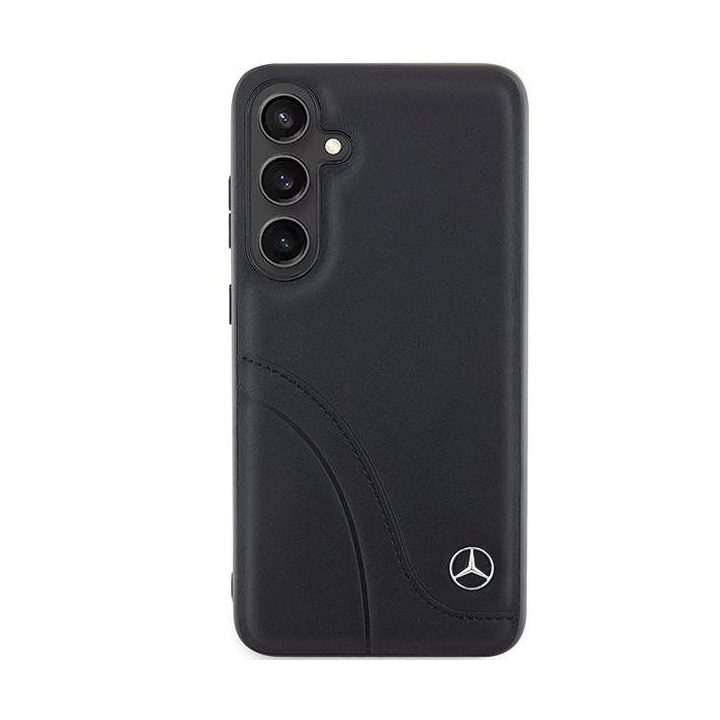 Mercedes odinis išlenktų siūlių dėklas Samsung Galaxy S24 - juodas