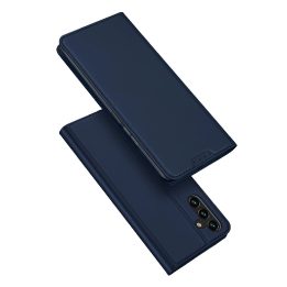 Samsung Galaxy A14 4G / 5G dangtelis su atverčiama kortele, piniginės stovas mėlynas