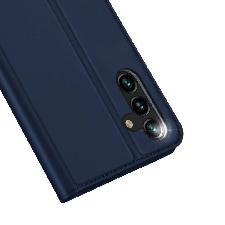 Samsung Galaxy A14 4G / 5G dangtelis su atverčiama kortele, piniginės stovas mėlynas