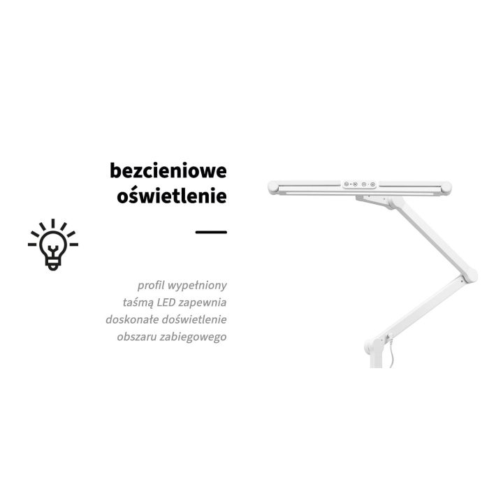 Glow L03 manikiūro procedūrų lempa, skirta staliniam stalui, balta