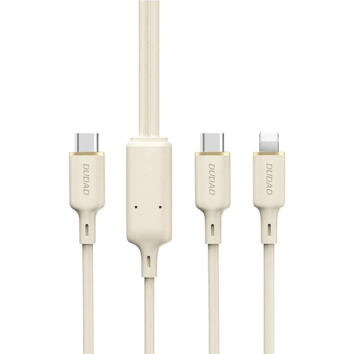 2in1 kabelis USB C / Lightning 100W 1,2 m - smėlio spalvos