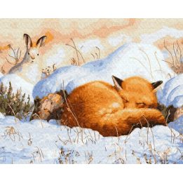 Tapyba pagal skaičius Lapė žiemos miške 40x50 cm