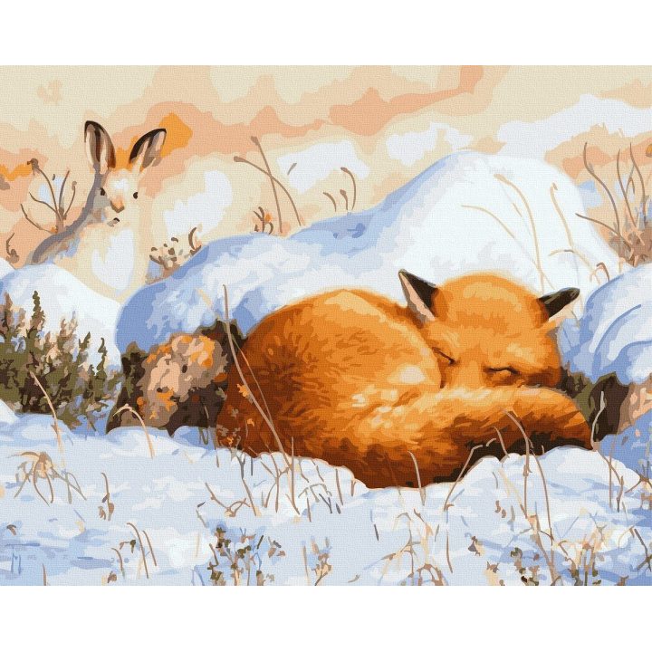 Tapyba pagal skaičius Lapė žiemos miške 40x50 cm
