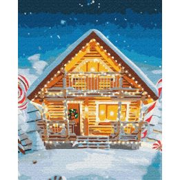 Tapyba pagal skaičius Nuostabūs namai Naujiesiems metams 40x50 cm