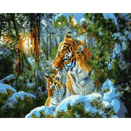 Tapyba pagal skaičius Mama su tigro jaunikliu 40x50 cm