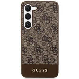 Guess 4G dryžuoto modelio dėklas Samsung Galaxy S24+ – rudos spalvos