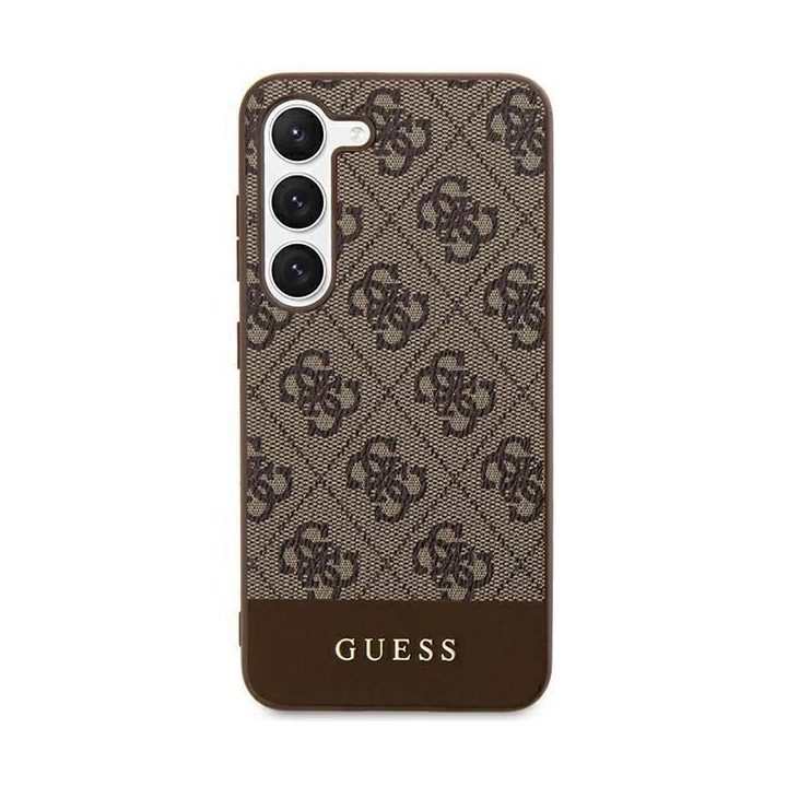 Guess 4G dryžuoto modelio dėklas Samsung Galaxy S24+ – rudos spalvos