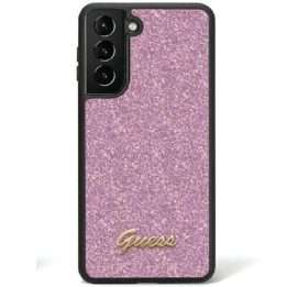 Guess Glitter Script“ dėklas Samsung Galaxy S24“, purpurinis