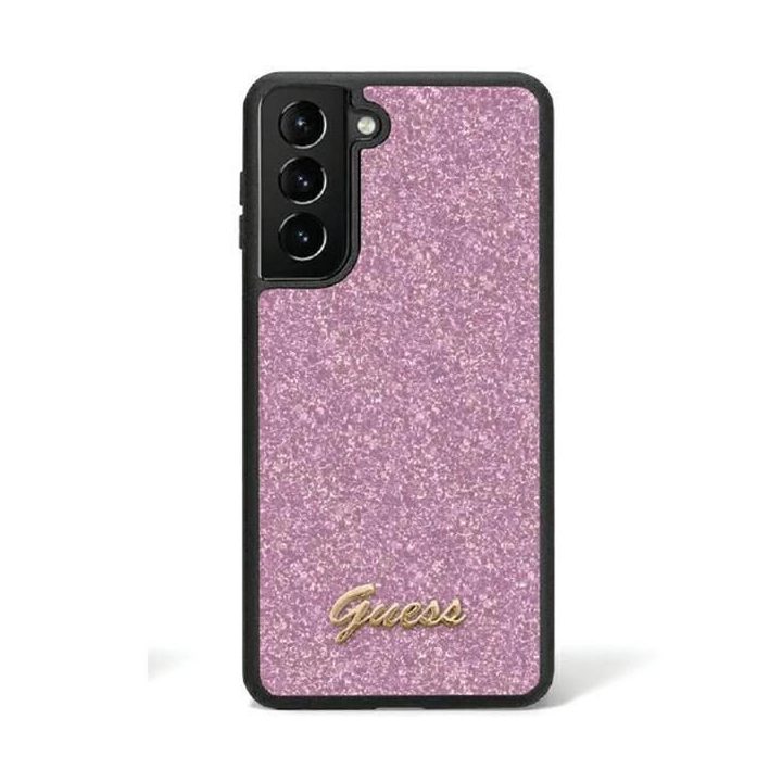 Guess Glitter Script“ dėklas Samsung Galaxy S24“, purpurinis