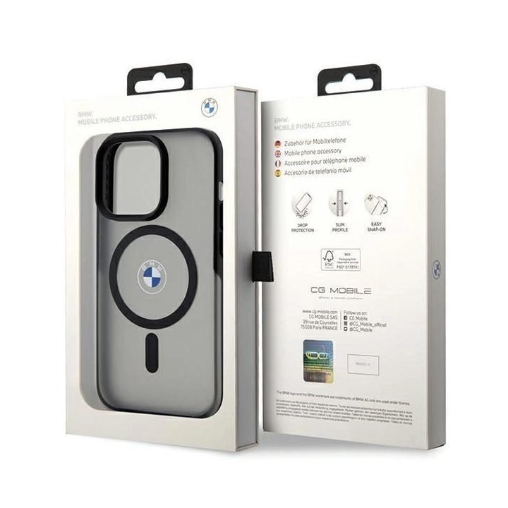 BMW IML Signature MagSafe dėklas iPhone 15 Pro - juodos spalvos