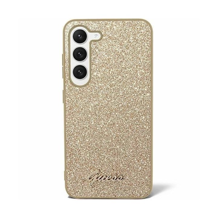 Guess Glitter Script“ dėklas Samsung Galaxy S24+“ telefonui – auksinis