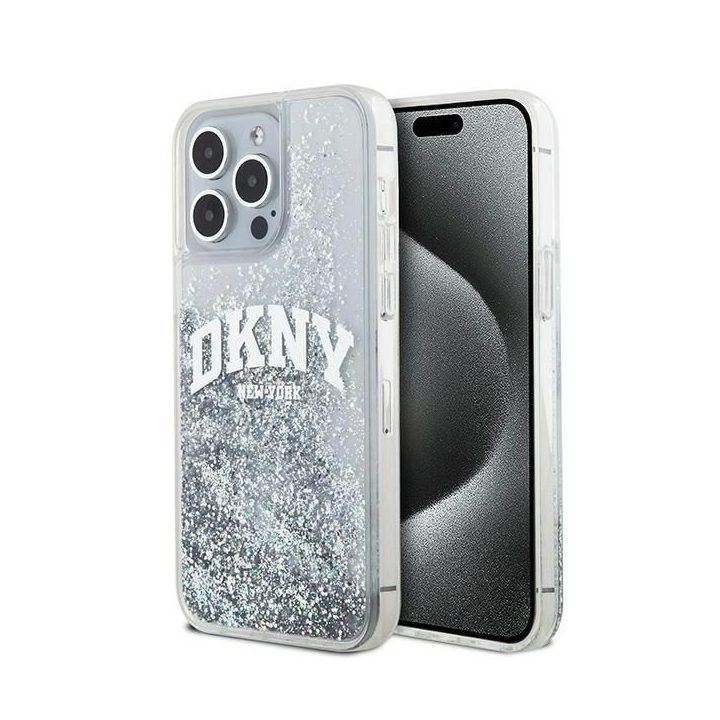 DKNY Liquid Glitter Big Logo dėklas iPhone 15 Pro Max“ – baltas