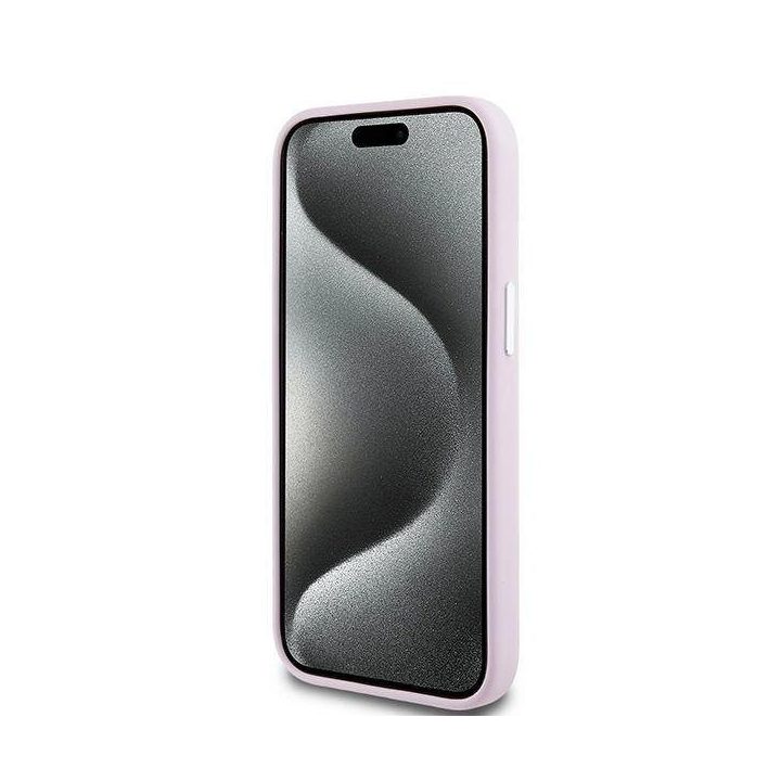 DKNY Liquid Silicone Small Metal Logo Magsafe dėklas iPhone 14 / 15 / 13 - rausvas