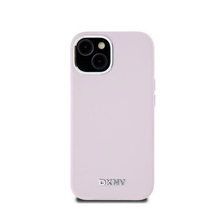 DKNY Liquid Silicone Small Metal Logo Magsafe dėklas iPhone 14 / 15 / 13 - rausvas