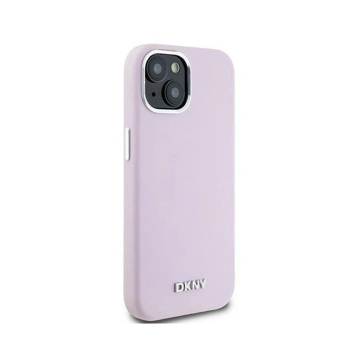 DKNY Liquid Silicone Small Metal Logo Magsafe dėklas iPhone 14 / 15 / 13 - rausvas